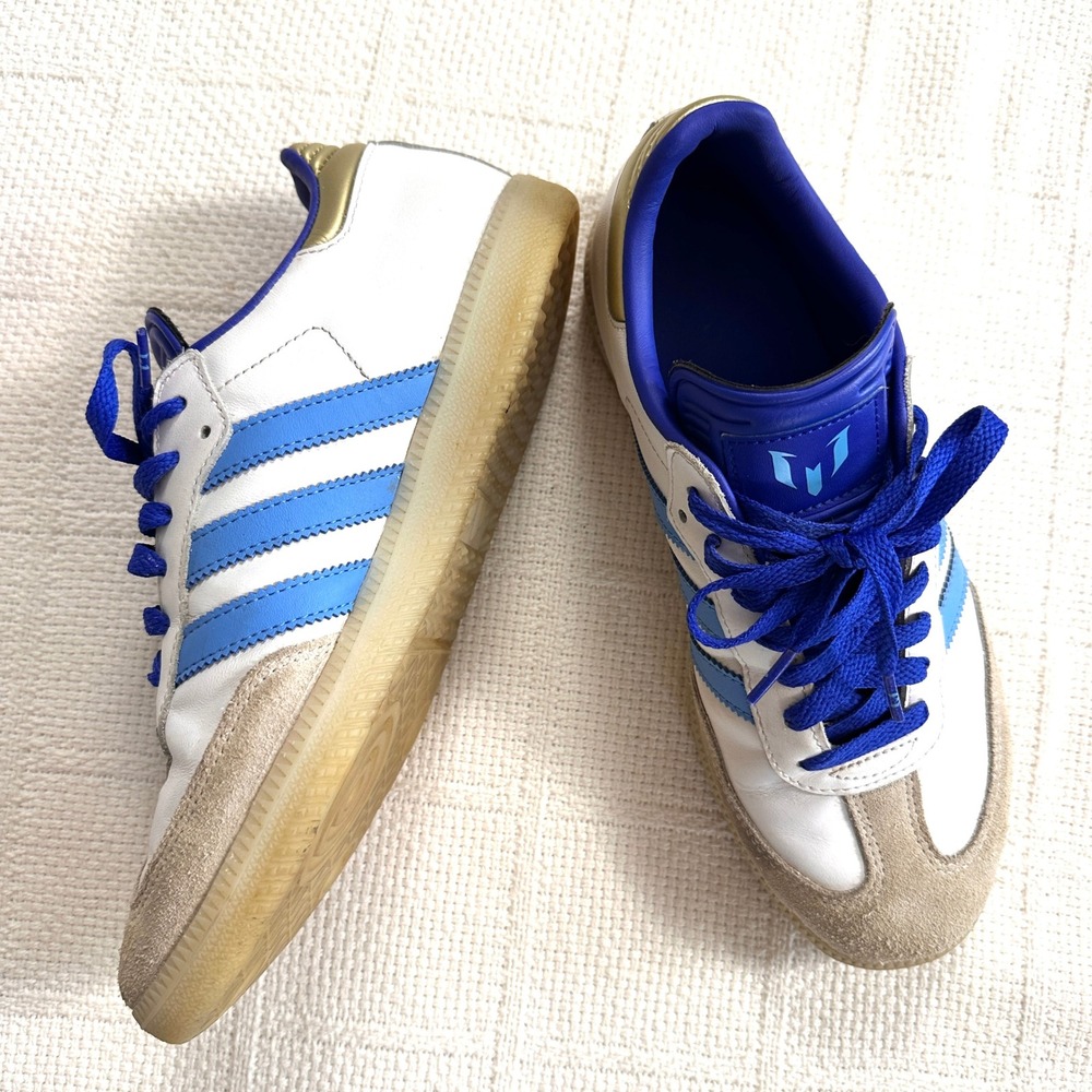 Adidas Lionel Messi Samba Indoor Spark Sneakers Gen 10 Soccer White Blue Men 7.5